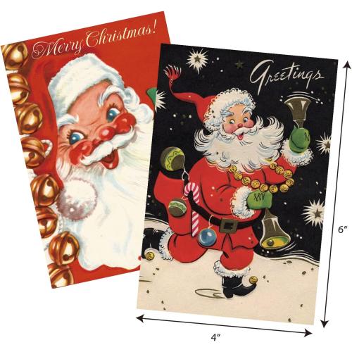 Quera​ Christmas Vintage Greeting Cards 27 Pack Santa Xmas Holiday Greeting Cards Blank Note Cards With Envelopes For Classroom Home Office Business Christmas Parties 4 X 6 In.​