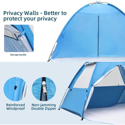 COVACURE Beach Tent Sun Shelter UPF 50  UV Protection for 3-4 Person-Blue