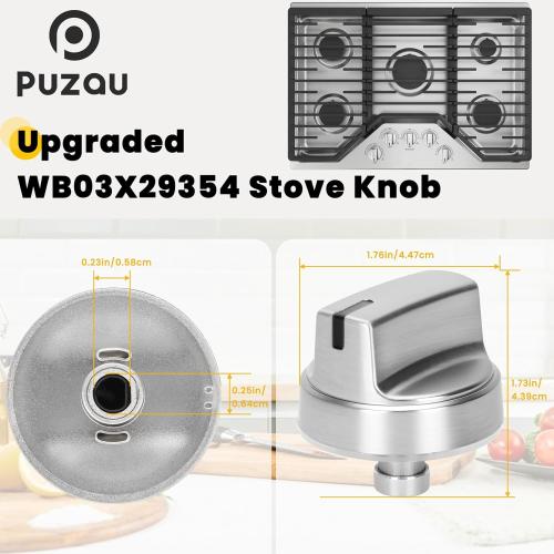 WB03X29354 Stove Knob (5PCS), WB03X29354 for GE Stove Knobs Replacement 4585908 AP6327766 PS12296156, for GE WB03X29354 Burner Knob, Fits Models PGP7030SL1SS PGP7036SL1SS PGP9036SL1SS
