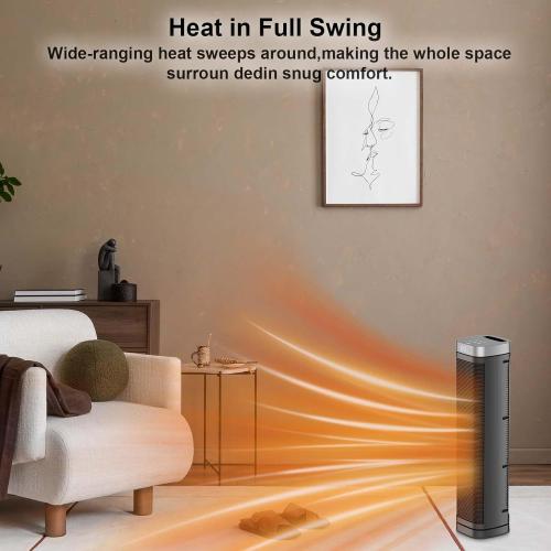 Portable Space Heater, 1500W Ceramic Heating Fan with Thermostat, Remote Control, 3 Heating Modes, 70° Oscillation, Ideal for Office, Home, and Bedroom Use
