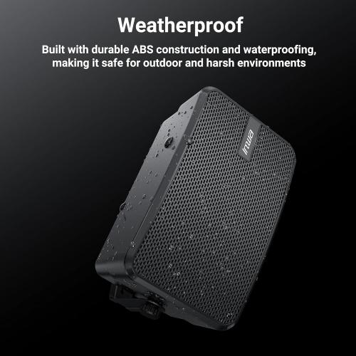 Inwa Outdoor Bluetooth Speakers, 400W Active Passive Wall Mount Speaker, Waterproof Wireless Indoor/Outdoor Stereo Sound Set W/Aux in, Sound System for Patio/Porch/Gazebo/Garage(Pair, Ivory Black)