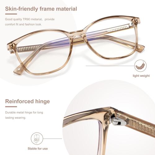 Madison Avenue Blue Light Blocking Glasses Anti Eyestrain UV Glare Blue Light Glasses for Women with Case, TV Phone Computer Gaming Eyeglasses (Coffee Brown)