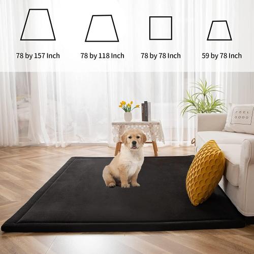 MAXYOYO Baby Play Mat, 1.2 Thick Memory Foam Soft Padded Carpet with Non-Slip Backing, 5x7 ft Japanese Tatami Rug Living Room for Kids, Toddler, Children, Nusery(Black)