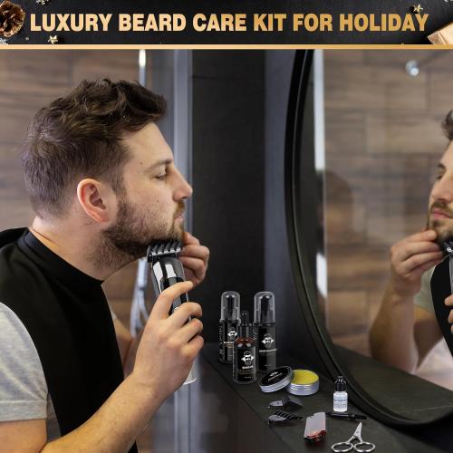 Hair & Beard Advent Beauty Calendar 2025 for Men Grooming Kit, 24 Days Christmas Countdown Calendar with Electric Trimmer Kit & Beard Care Kit for Men, Creative Gifts for Father Dad Husband Boyfriend