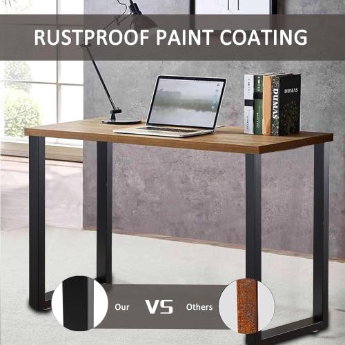 40 Inch Metal Bar Table Legs, Heavy Duty Dining Table Leg with Adjustment Feet Furniture Legs, Black, Set of 2