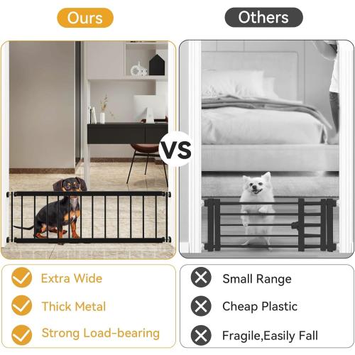 Size 18-45 Color Black Dog Gate Indoor,18-45 Adjustable Extra Wide Metal Short Dog Gate to Step Over, 14 Tall Small Pet Gate with 3 Extension Kits, Pressure Mounted for Doorways & Stairs Black