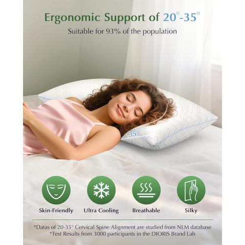 Cooling Pillows Queen Size Set of 2 - Luxury Hotel Collection Bed Pillows for Sleeping, Breathable Medium Firm Down Alternative Microfiber Filled Pillows for Back, Stomach Sleepers