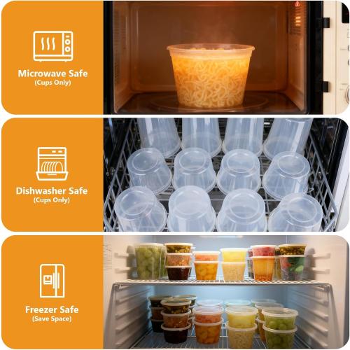 NESCCI 108 Sets (216-Piece) Deli Containers with Lids,16oz X 108 Set Each, Leak-Proof & BPA Free Airtight Takeout Plastic Food Storage Containers for Soup, Meal Prep, Microwave/Freezer Safe
