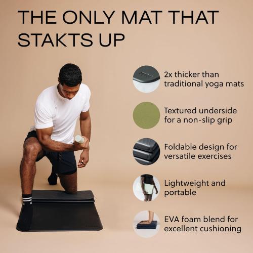 Stakt The Original Foldable Yoga Mat, Premium Foldable Exercise & Workout Mat with Non-Slip Surface, Lightweight Portable for Studio or Home Use, As Seen on Shark Tank