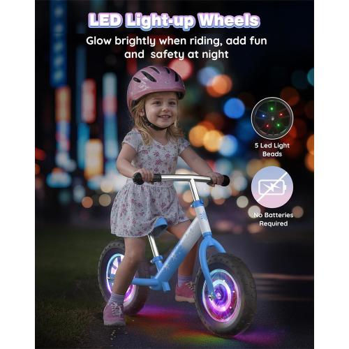 Balance Bike 2 Year Old: Frozen Toddler Balance Bike 2  3  Year Old with Light Up Dual-Wheels, Adjustable Handlebar & Seat, Birthday Xmas Gifts for 2 3 4 5 Year Old Girls Boys Toys