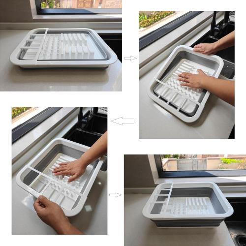 Collapsible Dish Drying Rack, Foldable Dinnerware Drainer Organizer for Storage Kitchen Counter RV Accessories Portable Rack Holders for Dishes Plates and Cups Camping Travelling Space Saver Essential