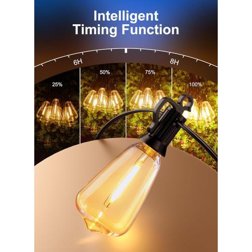 Brightown Outdoor String Lights with Remote, 38FT LED Patio Lights with 16 Shatterproof ST38 LED Bulbs, Waterproof Outside Hanging Lights for Backyard Garden Porch Party Decor, 2700K