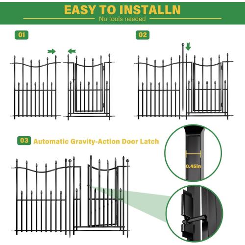 10 Panels No Dig Decorative Garden Fence, 32in(H)×22ft(L) Heavy-Duty Rustproof Metal Panels, Outdoor Dog Barrier for Yard & Patio, Landscape, Border| Portable Temporary Fencing