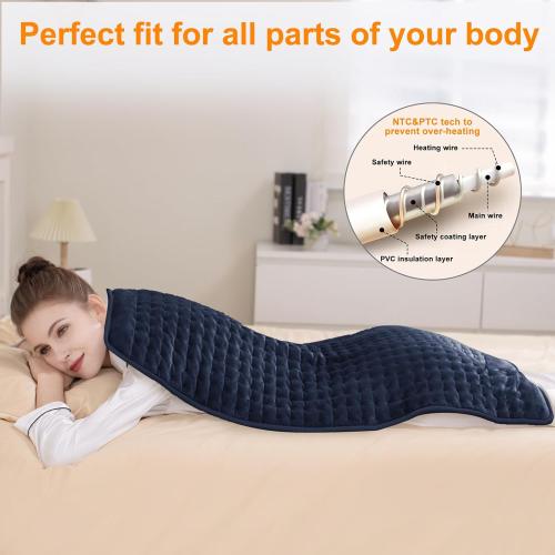 Deepsoon Heating Pad,Electric Heating Pads for Back,Neck,Moist Heating Pad for Abdomen Shoulder Knee Legs,Dry/Moist Heat&Auto Shut Off,Mother's Day Birthday for Men and Women,Navy Blue,40x20 Inch