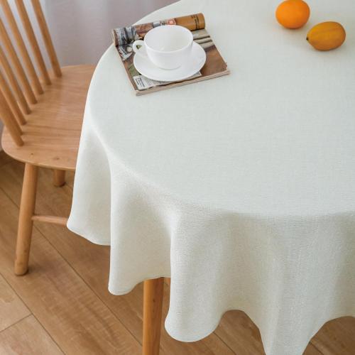 NLMUVW 48 Inch Linen Round Tablecloth, Ivory White Table Cloth | Textured Dining Table Cover Water Resistant for Party Kitchen Coffee