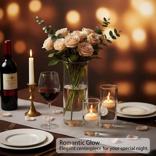 48-Pack Clear Glass Cylinder Vases, 4 Sizes (4/6/8/10 Inch) - Hurricane Floating Candle Holders & Flower Vases for Wedding, Table Centerpiece, Home Décor