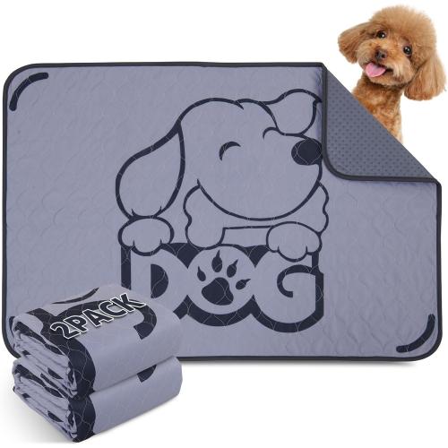 Washable Pee Pads for Dogs with Pheromones : 2 Packs Reusable Puppy Pads Super Absorbnet Dog Floor Mats for Whelping, Incontinence, Training, Crate ,36x48