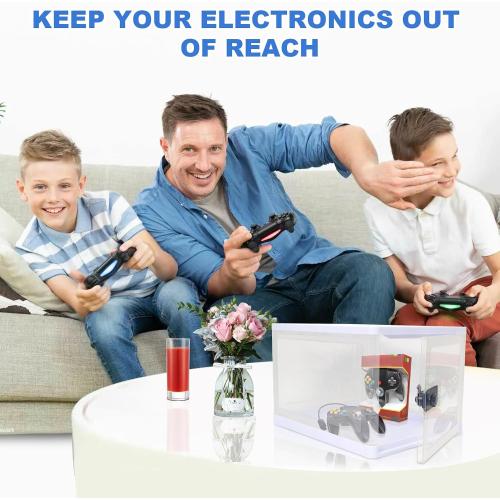Clear Lockable Storage Box for Food，Tech and Home Safety, Medicine Lock Box for Safe Medication,Lockable Storage Bin，Refrigerator Storage Bins, Tablet Phone Jail Lock Box (Clear)