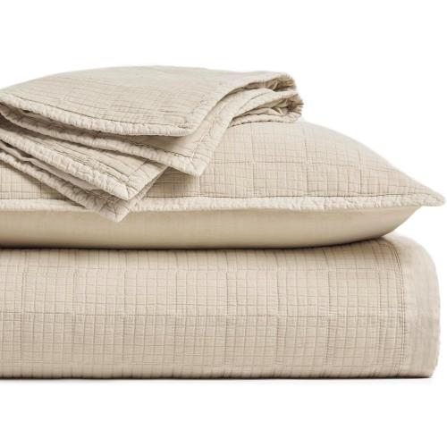 EVERGRACEHOME Stonewashed Cotton Quilt  Ultra Soft Oversized Bedspread Coverlet , Lightweight Crinkle Box  for All Season,