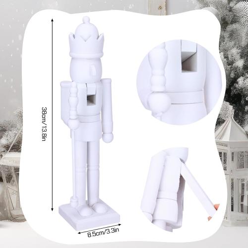15 Inch White Christmas Nutcracker Ornaments Flocked Nutcracker Figures Christmas Decor Ornament Soldier Festive Collectible Gift for Table Fireplace Shelf Desktop Home Decor