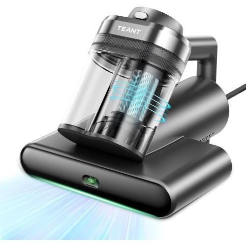 Teant Powerful Mattress Bed Vacuum Cleaner, 2-Speed (14kPa/18kPa) Mattress Vacuum with Green Light Dust Detection, 253.7nm UV-C Light, LED Display, HEPA Filter, 149℉ Heat, Aroma for Bed Couch Carpet