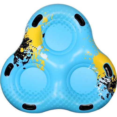 3-Seat Snow Tube Sled, 55 Inflatable Heavy Duty Snow Sled for Adults, Thickened Bottom Snow Tubes with 6 Reinforced Handles, Winter Outdoor Family Christmas for Sledding Gifts