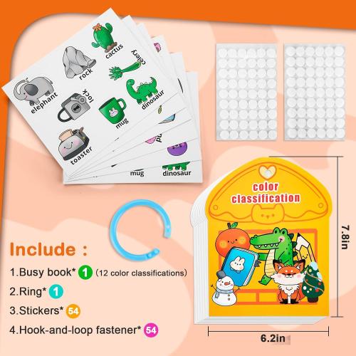 NAHSHON Montessori Busy Book Color Sorting Toys for Toddlers 2-5, Preschool Learning Activities Educational Toys for Kids 3 Year Old, Autism Sensory Fine Motor Matching Games for Toddlers