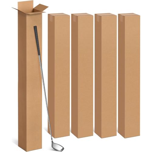 Magicheap 5 Pack Golf Club Shipping Boxes, 48x4x4 Inch Tall Corrugated Cardboard Golf Club Box for Shipping Packaging Moving Mailing