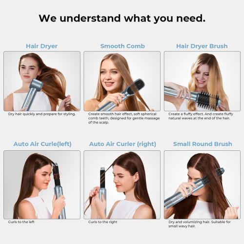 Hair Dryer Brush, Blow Dryer Brush with attachments 110000 RPM Curly Twist 6 in 1 Multistyler, Professional Ionic Hair Styling Tool, Left&Right Auto Air Curler, Volumizer with its Compact Size Whether