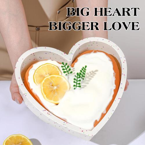 3 Pcs Silicone Heart Shaped Cake Pans 10 Inch 8 Inch 6 Inch Mini Small Large Heart Cake Pan Set Nonstick Silicone Heart Molds for Baking (Cream)