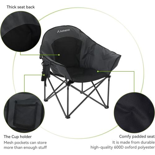 Oversized Camping Chairs, Camp Chairs, Camping Chairs for Heavy People, Padded Outdoor Folding Moon Chairs with Extra Wide Seats, Lawn Chairs Folding Supports up to 350lbs