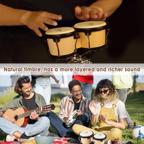 EastRock Bongo Drum 4” and 5” Set for Adults Beginners Professionals Tunable Wood and Metal Drum Percussion Instruments With Tuning Wrench