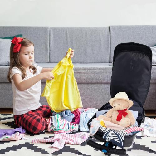 20 Kids Scooter Suitcase Ride-On Carry-On - 2-in-1 Lightweight Hardshell Luggage for Airplane Travel, Foldable Rolling Suitcase for Boys & Girls Ages 4-12
