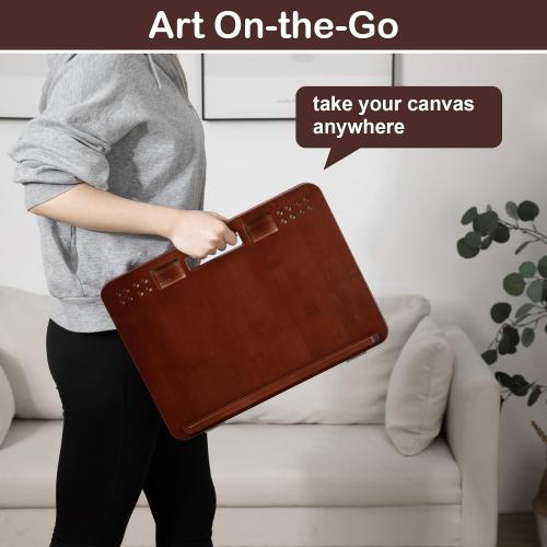 StrongTek 6-Position Bamboo Table Easel, 16x12 Inch Adjustable Drawing and Sketching Board with Built-in Handle and Back Storage, Portable Art and Lap Desk for Sketching, Reading, and Book Stand