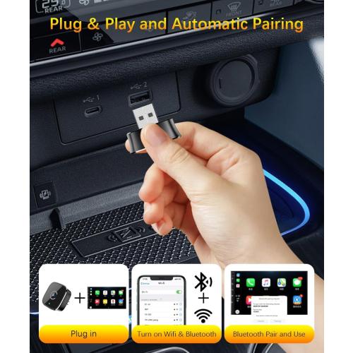 Wireless CarPlay Adapter for iPhone,Mini USB Design,2026 Upgrade with Built-in Wired for Apple CarPlay Plug and Play Fast Stable Connection Car Play for iPhone & Android