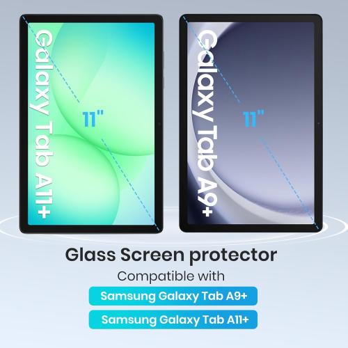 CoBak 2-Pack Tempered Glass Screen Protector for Samsung Galaxy Tab A11 Plus (A11 ) 2025 / Tab A9 Plus (A9 ) 2023 11-inch, Installation Frame, 9H Hardness, Anti-Scratch