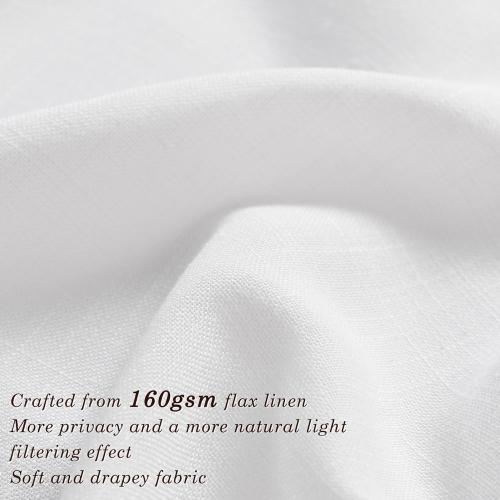 White Linen Curtains 90 Inch Length 2 Panels for Living Room Bedroom, Light Filtering Sheer Curtains 90 Inches, Elegant Modern Grommet Semi Sheer Soft Privacy Drapes
