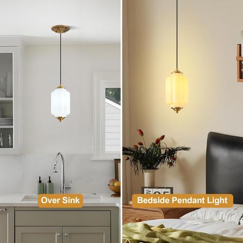 Milk Glass Light Fixture 5.5in Small Pendant Light Bulb Included