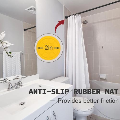 Shower Curtain Rod Adjustable 43-92 inch, 1Diameter Spring Tension Curtain Rod No Drill, Anti-Rust Non-Slip Shower Rod, Black Shower Curtain Rod for Bathroom Tension