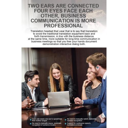 Bluetooth headset Translator, Real free to use translation software,3-in-1Translator Earbuds(Music/Telephone/Translation）Hifi Dolby Audio,150 Languages,Two-way real-time translation, fit iOS & Android