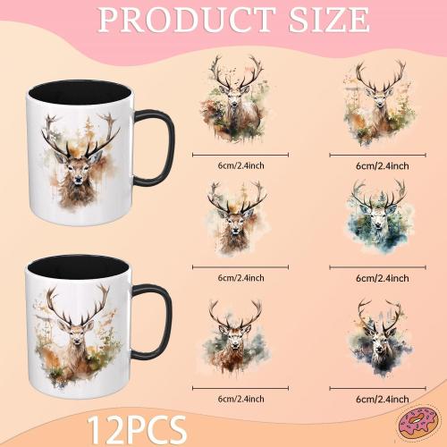 12PCS Deer UV DTF Stickers