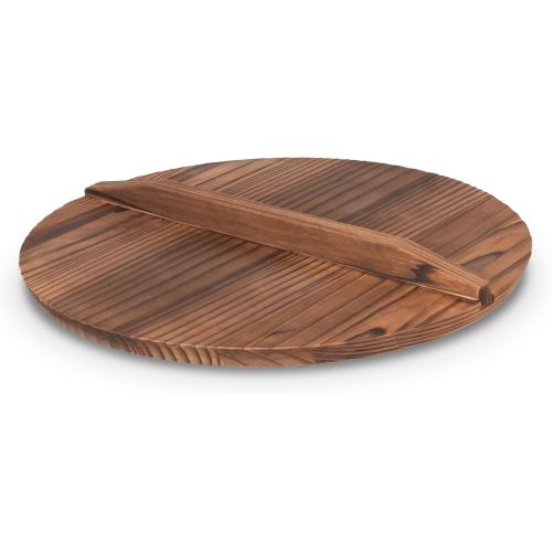 Craft Wok Lid for 14-Inch Woks Traditional Wooden Flat Cover Asian Cookware / 732W323-14in