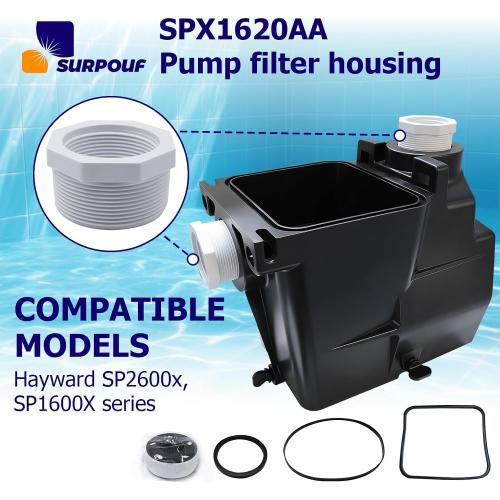 SPX1620AA Pump Strainer Housing Replacement for Hayward Super Pump, Pool Pump Strainer Cover For SP1600X5 SP1605X7 SP1607X10 SP1610X15 SP2600X7 SP2605X7 SP2607X10 SP2610X15 SP2615X20 SP2620X25