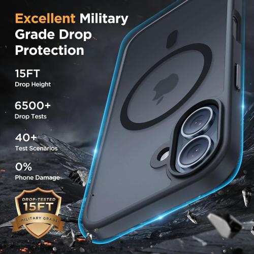 Miracase Magnetic Series for iPhone 16 Case [Compatible with MagSafe] Military-Grade Protection, Anti-Fingerprint, Slim Phone Case for iPhone 16 6.1 inch - Black