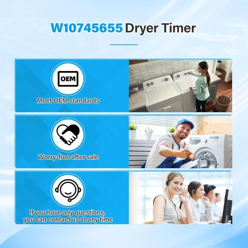 W10745655 W10857612 Dryer Timer Control Compatible with Whirlpool, Maytag, Amana, Roper, Admiral, Crosley and Inglis Clothes Dryer, Replacement Parts AP6003908, 4454384, PS11731366, W10745655
