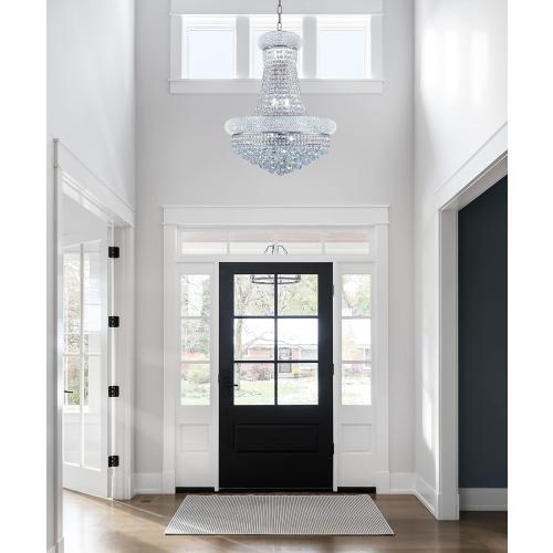 12 - Light Unique Empire Crystal Chandelier for Foyer Entrance Living Room Dining Room Bedroom Entryway Chrome Finish