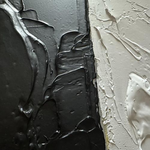 zoinart Hand Painted Black and White Texture Wall Art Abstract Paintings Minimalist Contemporary Wall Art for Home Decorations 24L x 24W