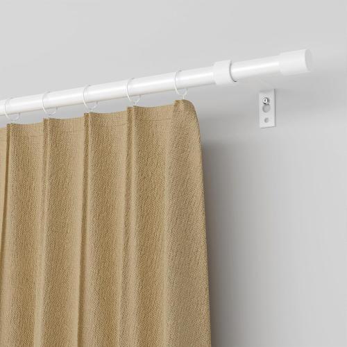 2 Pack White Curtain Rods for Windows 48 to 84 inch, Heavy Duty Adjustable Window Curtain Rod for Living Room, 5/8 inch Diameter Metal Standard Drapery Rod Set with Bracket, Easy Install - White
