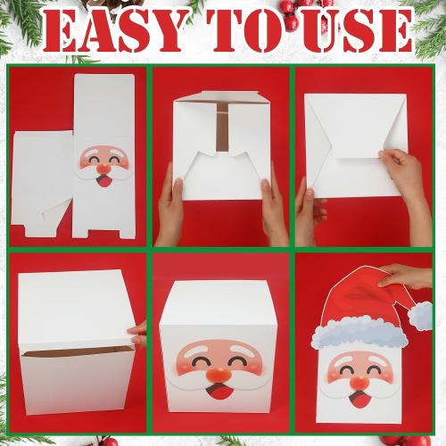 Moinchore 24 Pcs Christmas Gift Boxes Stackable Xmas Decorative Large Snowman, Reindeer, Santa, Nutcracker, Cardboard Nesting Decorations Stacking for Tree Decor
