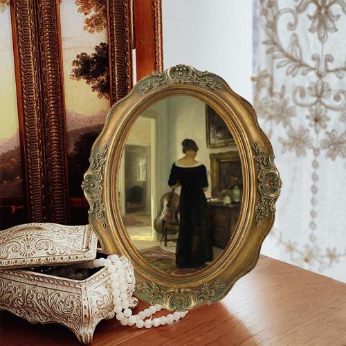 SIKOO Vintage Picture Frames 5x7 Oval Picture Frame Tabletop and Wall Mount Antique Picture Frame with High Definition Glass Front,Oval Wall Art, Bronze Gold